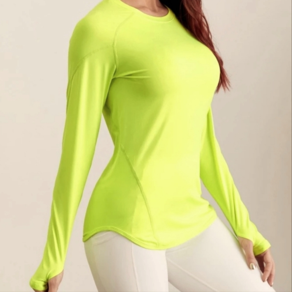 NWOT Neon Green Raglan Long Sleeve Top with Thumb Holes
